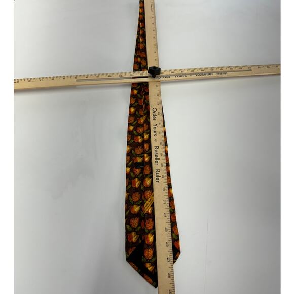 Ermenegildo Zegna‎ Tie Mens Orange Floral Tulip Pointed Silk Italy - Picture 6 of 7
